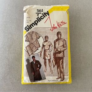 80s John Weitz Men's Pajamas & Front Wrap Robe Simplicity Sewing Pattern 5163